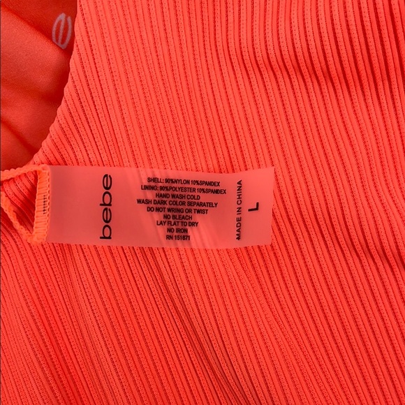 BEBE NWOT Fluorescent Orange Cut-Out One Piece Swimsuit, Size L - Picture 14 of 14
